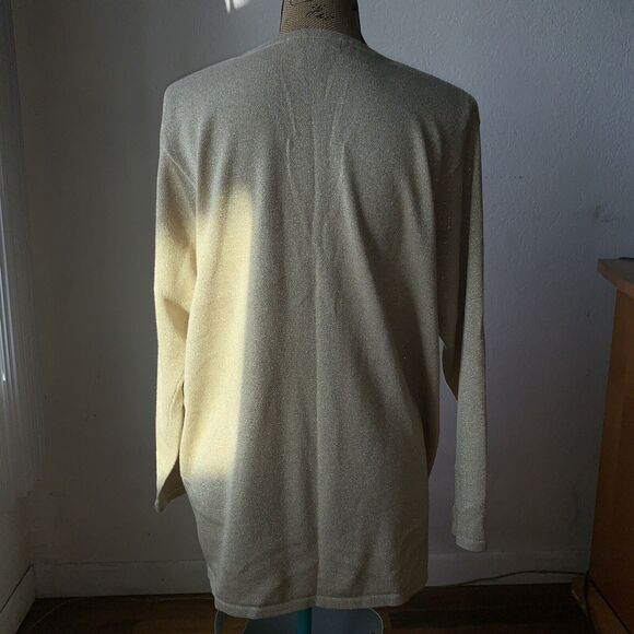 Lane Bryant Minimalist Monochrome Golden Sparkle Scoop neck sweater Sz 14/16 - Picture 5 of 7